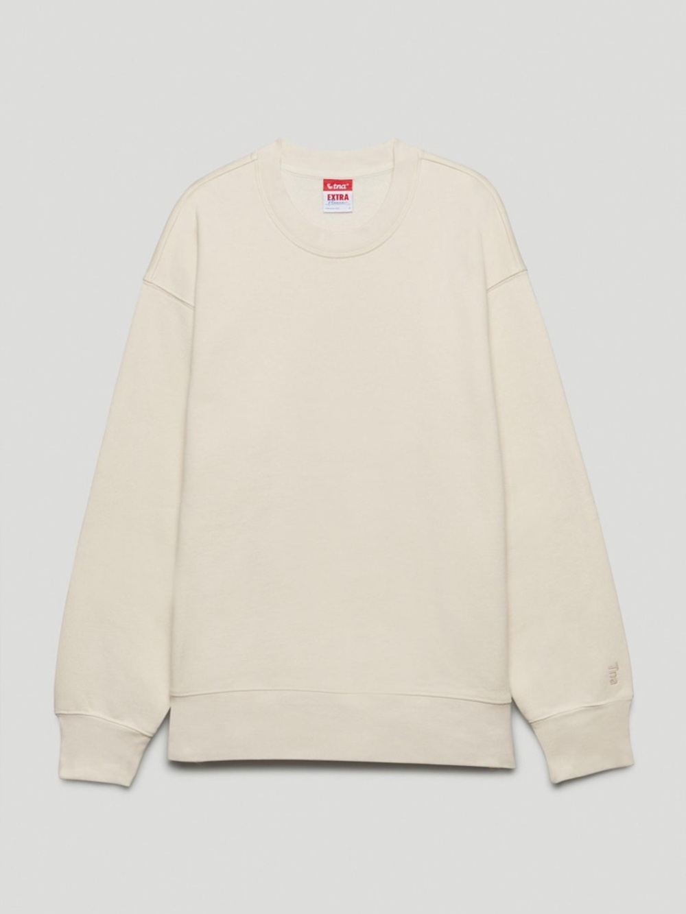 Aritzia Tna Extra Fleece Boyfriend Crew Sweatshirt- Whisper White Organic Cotton